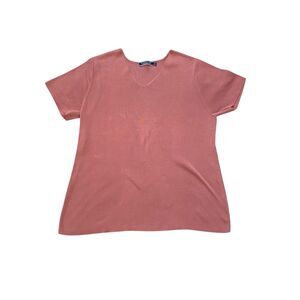 PERUVIAN CONNECTION Rust Brown Short Sleeve 100% Pima Cotton Womens Sweater XL